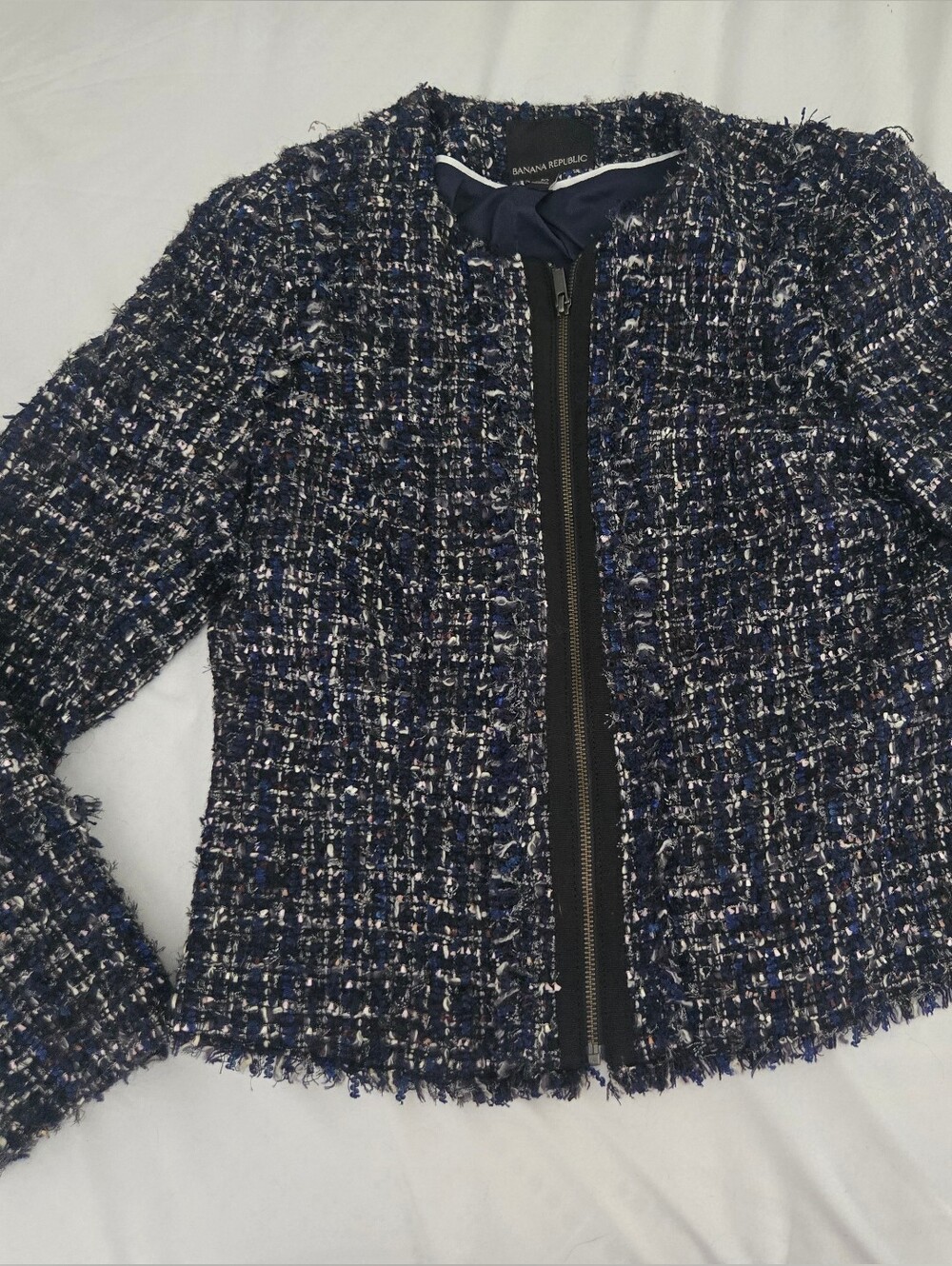 Banana Republic Navy Boucle Jacket EUC 10